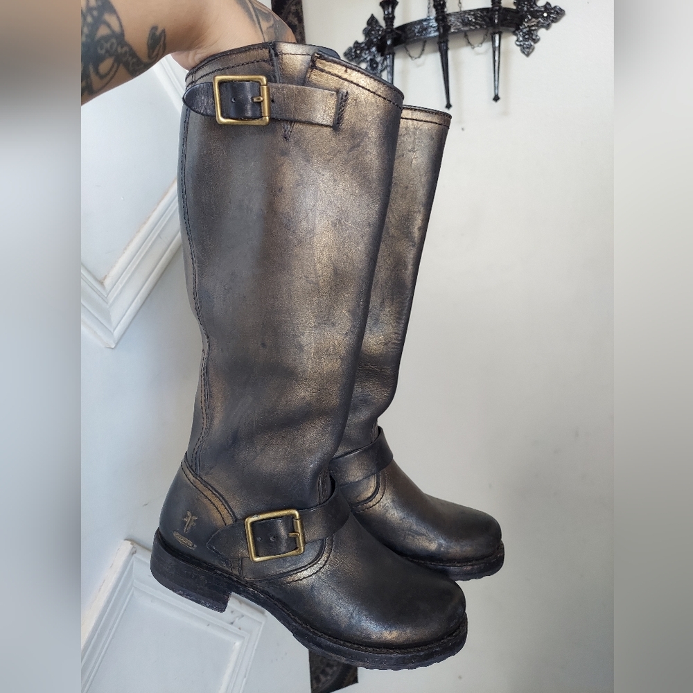 Frye X Coach Metallic Veronica Boots 🤎